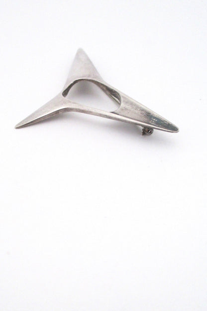 profile Georg Jensen Denmark vintage silver Modernist brooch 342 by Henning Koppel
