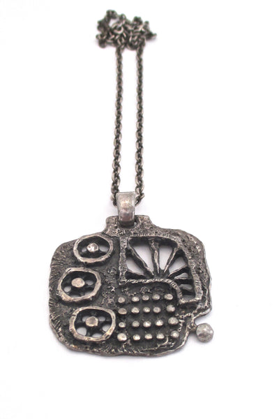 Guy Vidal large pierced pewter pendant necklace