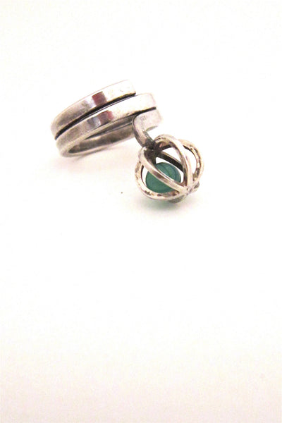 Elis Kauppi caged chrysoprase ring