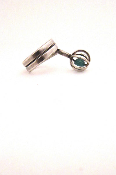 Elis Kauppi caged chrysoprase ring