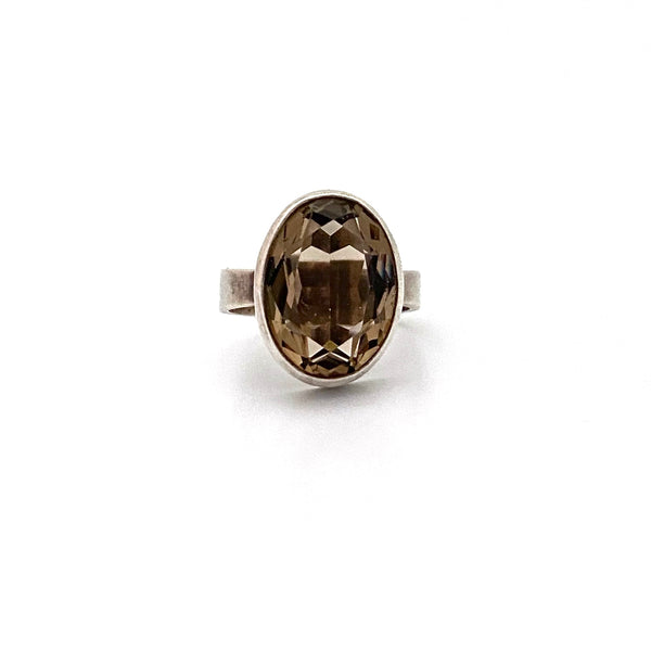 Niels From silver & faceted smoky quartz ring