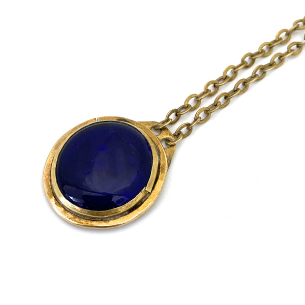 Rafael Canada brass pendant necklace ~ clear dark blue