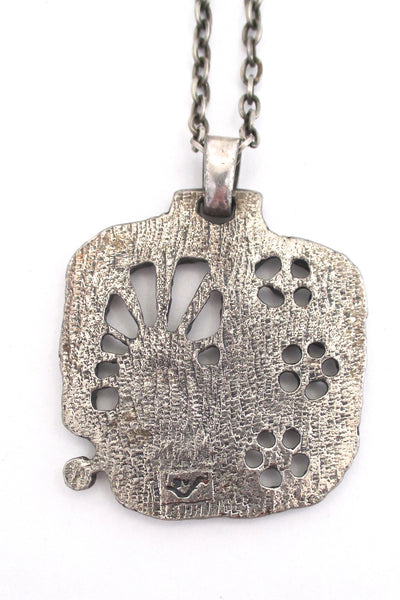 Guy Vidal large pierced pewter pendant necklace