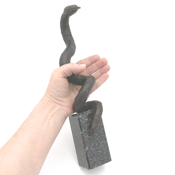 detail scale Michal Kubiak Poland bronze serpent snake asp sculpture black granite base