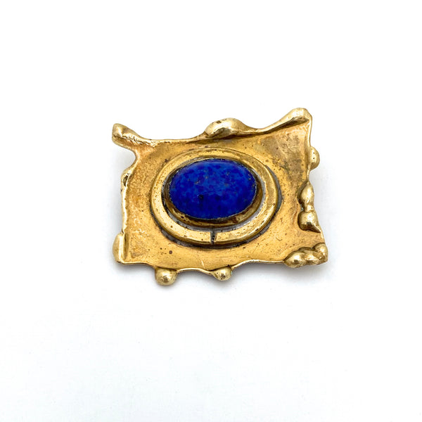Rafael Canada brass brooch ~ mottled blue