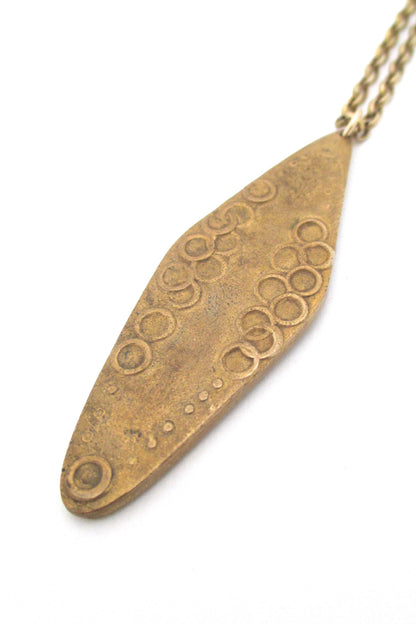 Bernard Chaudron bronze & enamel abstract pendant necklace