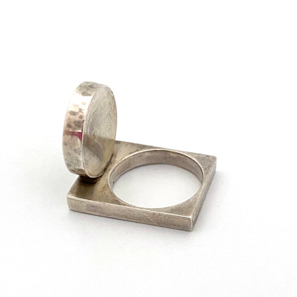 vintage Modernist circle & square ring ~ London 1967