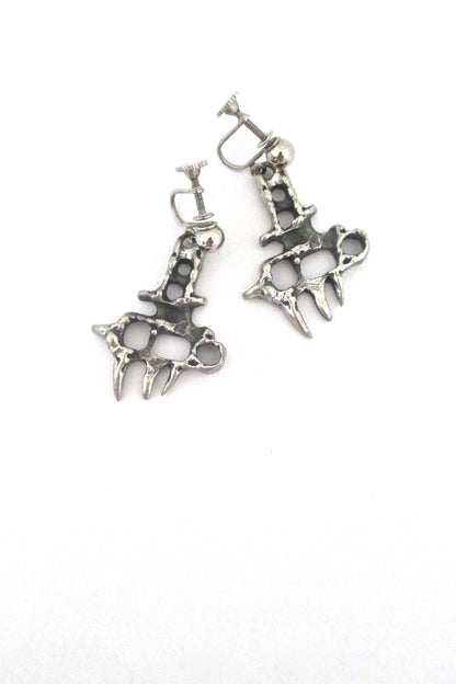 Guy Vidal brutalist openwork pewter drop earrings