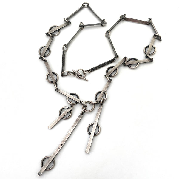 vintage hand wrought brutalist silver kinetic necklace ~ Spain