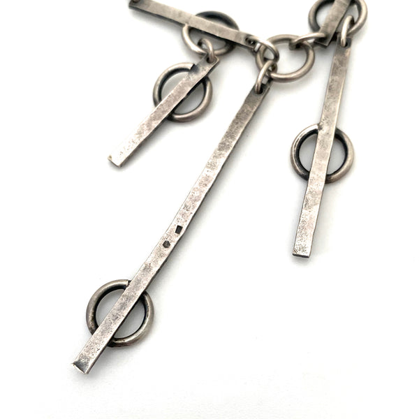 vintage hand wrought brutalist silver kinetic necklace ~ Spain