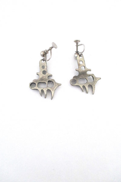 Guy Vidal brutalist openwork pewter drop earrings