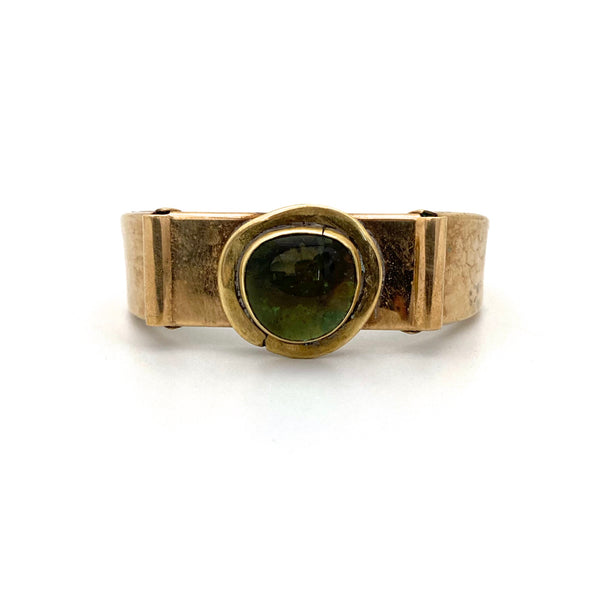 Rafael Canada brass clamper bracelet ~ clear green