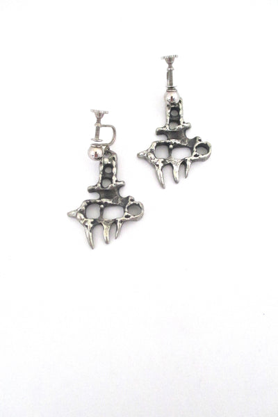 Guy Vidal brutalist openwork pewter drop earrings