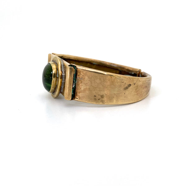 profile Rafael Alfandary Canada vintage brass clear green glass clamper bracelet