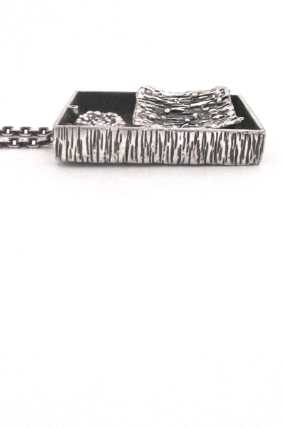 profile Guy Vidal Canada vintage brutalist pewter large double sided shadowbox pendant necklace