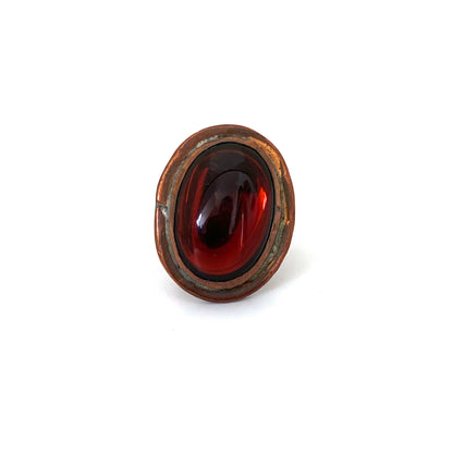 Rafael Canada copper oval ring ~ mirrored dark amber