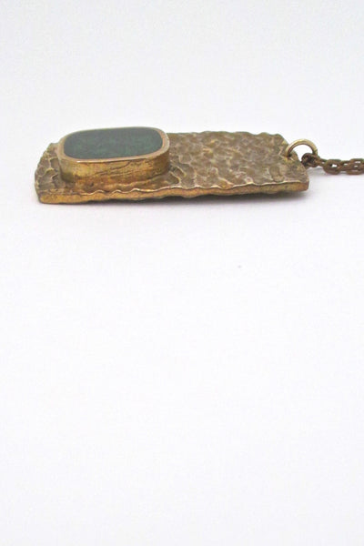 profile Bernard Chaudron Canada vintage brutalist textured bronze & resin enamel pendant necklace