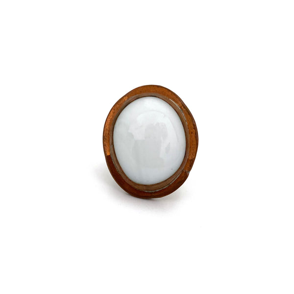 Rafael Canada copper oval ring ~ opaque white