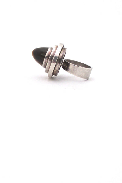 profile Niels Erik NE From Denmark vintage Modernist extra large sterling silver tiger eye ring