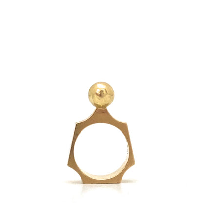 Walter Schluep Canada 18k gold sphere ring ~ solid tapered band