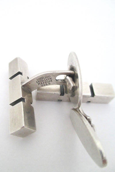 detail Niels Erik From Denmark vintage Modernist silver cufflinks