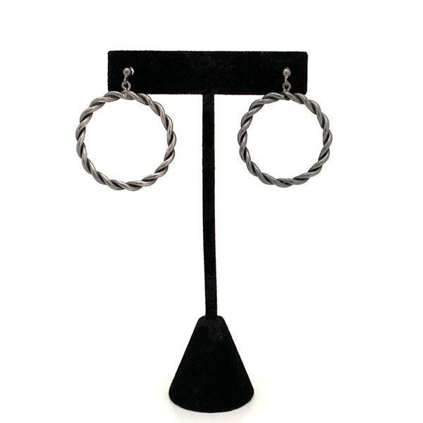 Kaj Faale Larsen vintage twisted silver hoop earrings