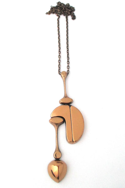 Jorma Laine Finland vintage modernist bronze extra large pendant necklace