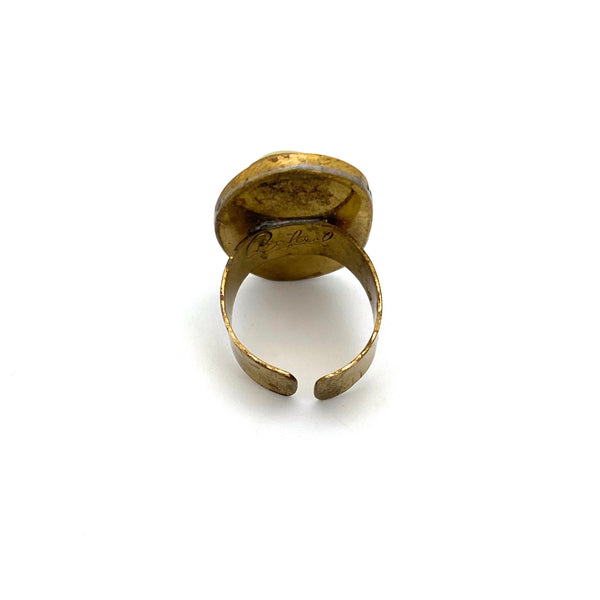 Rafael Canada brass oval ring ~ citrus yellow