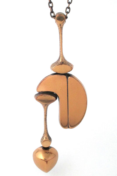 Jorma Laine Finland vintage modernist bronze extra large pendant necklace