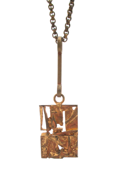 detail Jorma Laine Finland vintage gilded bronze abstract pendant necklace Nordic design