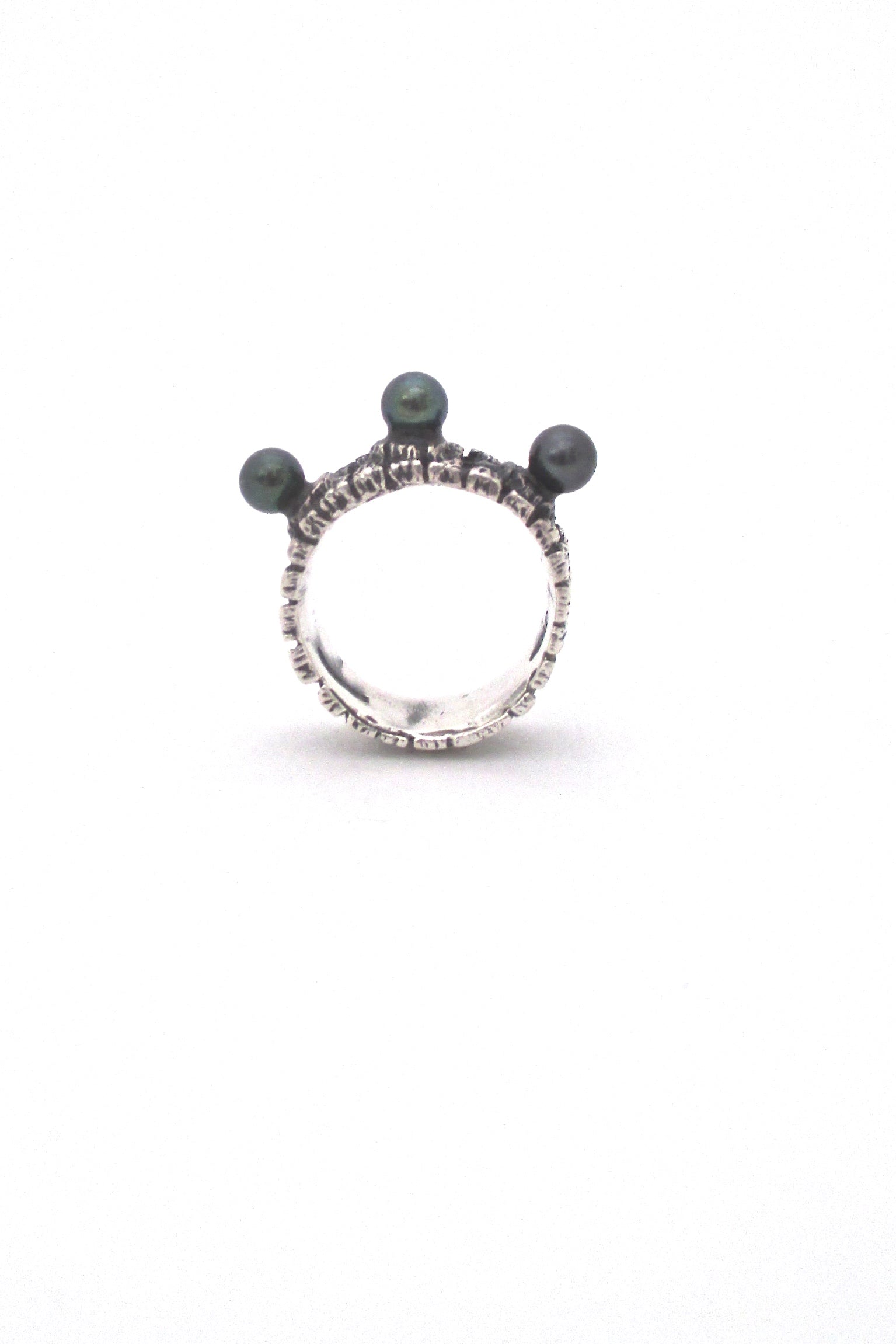 profile John Pagacz USA vintage Modernist heavy silver and pearl ring