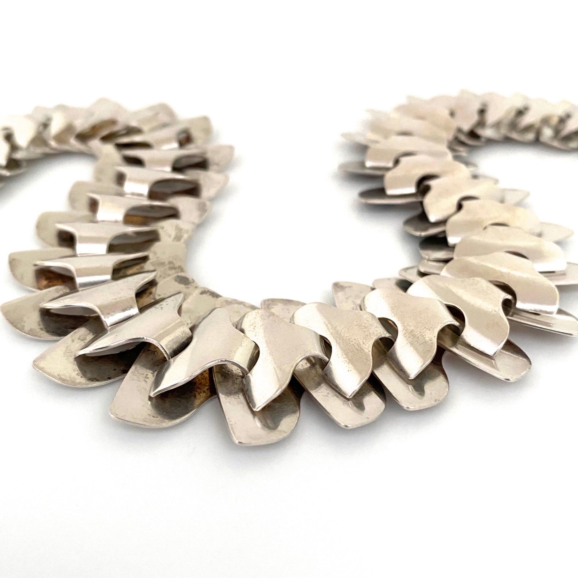 profile Georg Jensen Denmark vintage silver wide articulated necklace 156 A rare Scandinavian Modernist jewelry design