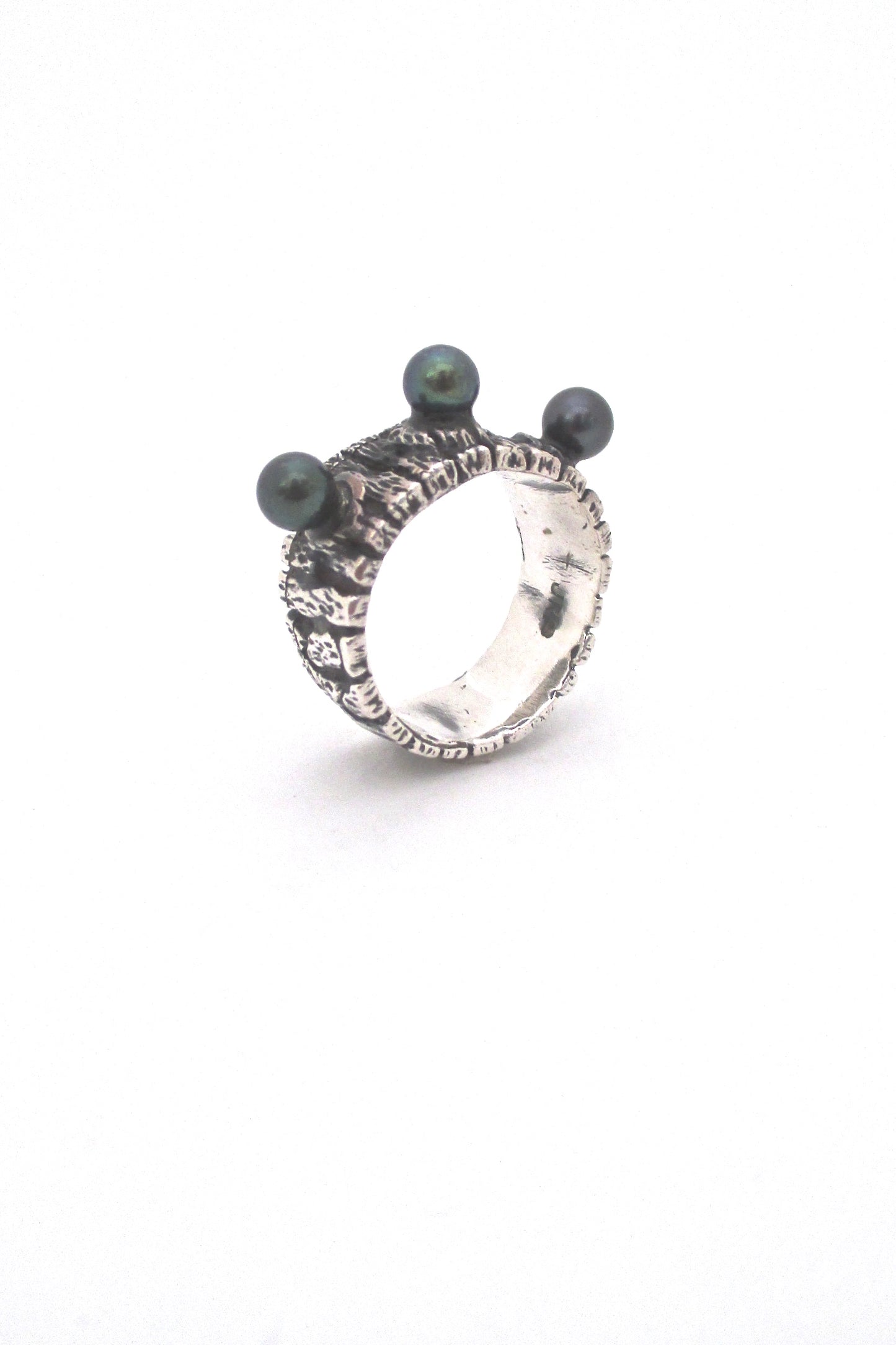 John Pagacz heavy silver & pearl ring