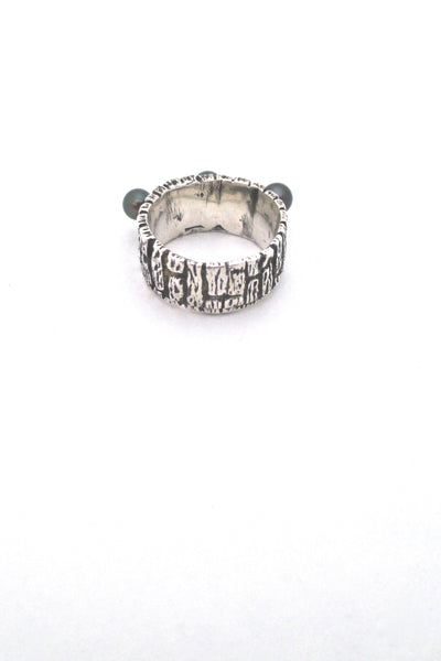 John Pagacz heavy silver & pearl ring