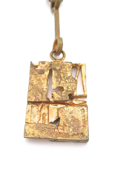 Jorma Laine gilded bronze abstract pendant necklace - signed