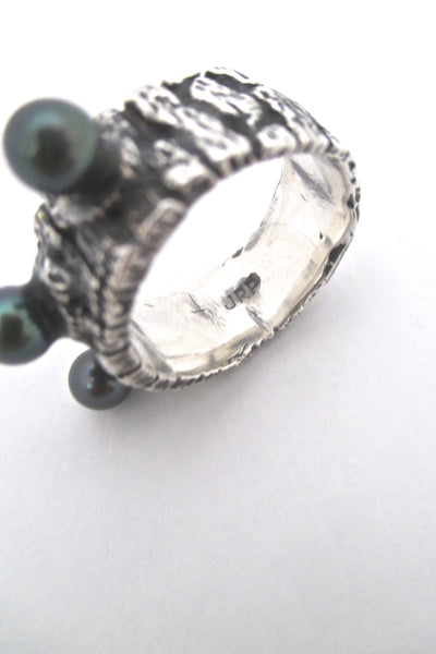 John Pagacz heavy silver & pearl ring