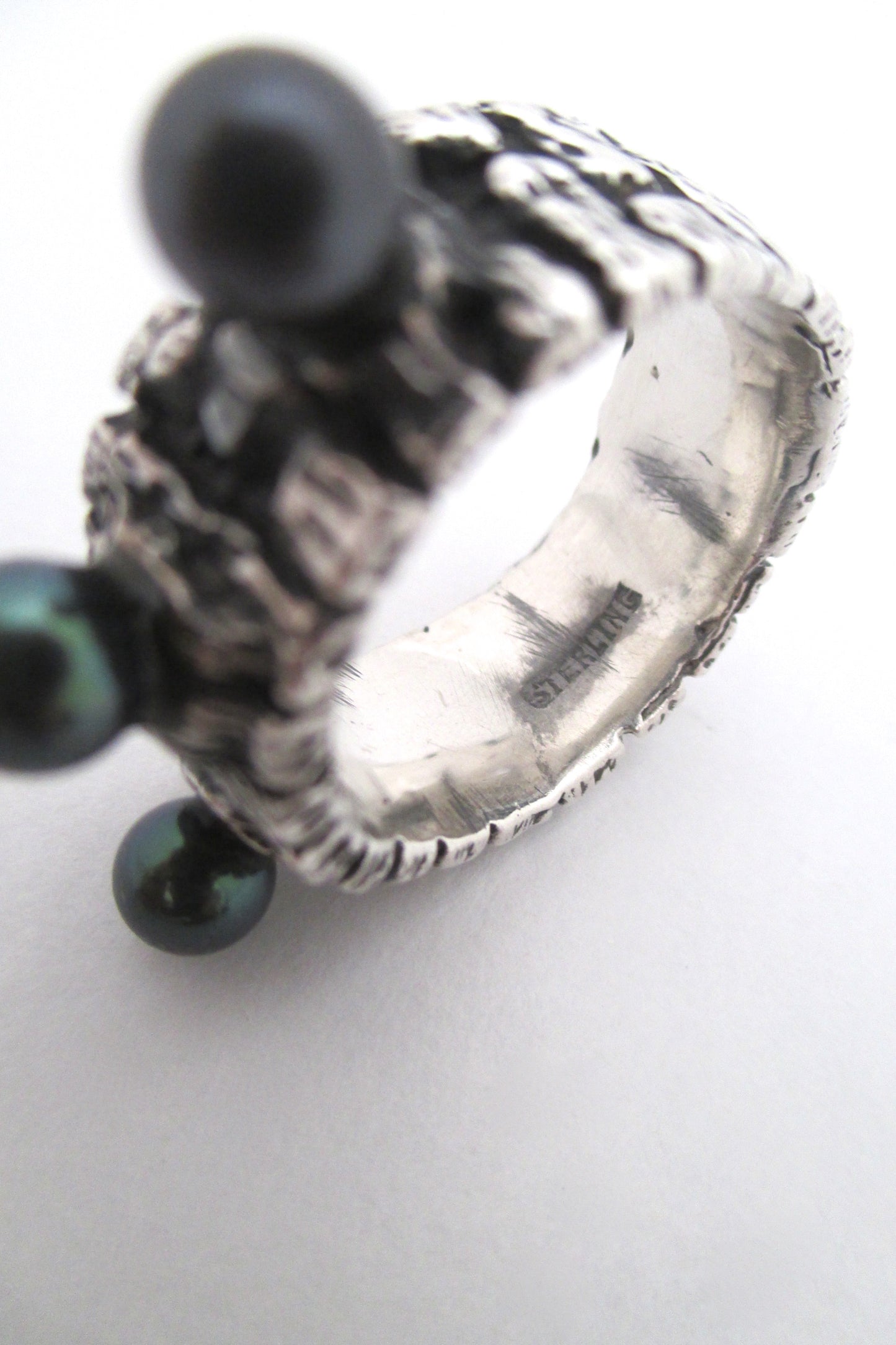 John Pagacz heavy silver & pearl ring
