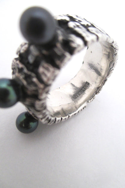 John Pagacz heavy silver & pearl ring