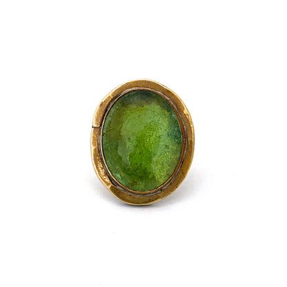 Rafael Canada large brass oval ring ~ clear light green