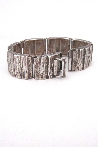 detail Knud V Andersen Denmark vintage Scandinavian Modern silver bark bracelet