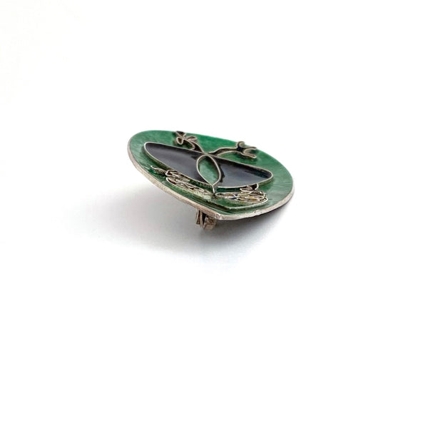 profile de Passille-Sylvestre Canada vintage sterling silver enamel animal brooch pendant necklace Modernist design