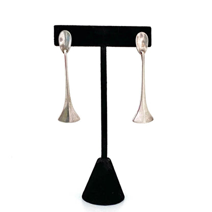 Hans Hansen long silver drop earrings
