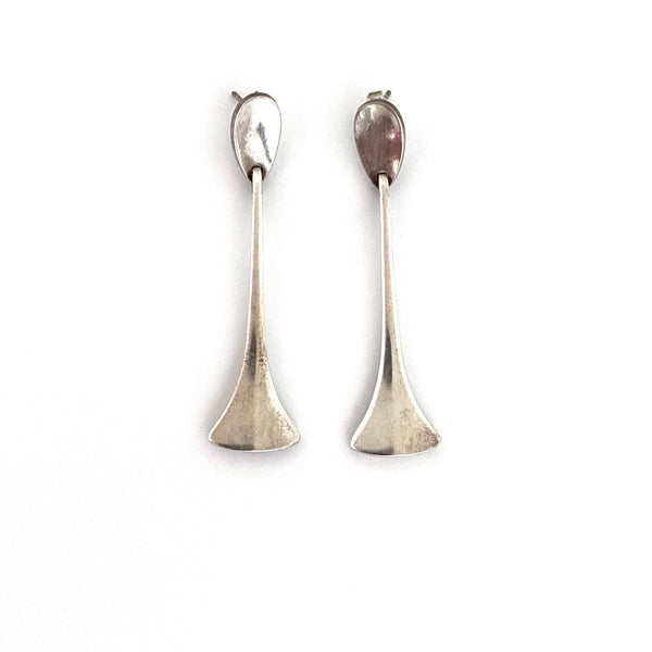 Hans Hansen long silver drop earrings