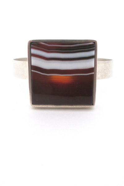 Ake Lindstrom for Bengt Hallberg banded agate & silver set