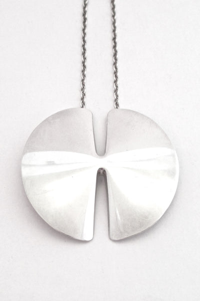 detail Georg Jensen Denmark Modernist silver pendant necklace 337A in the large size by Nanna Ditzel 1963