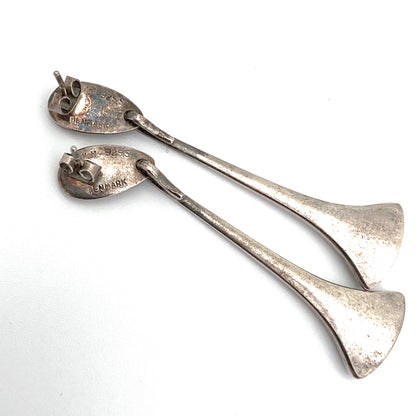Hans Hansen long silver drop earrings