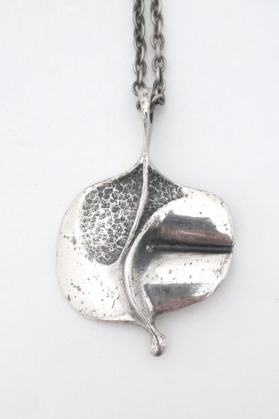 top Guy Vidal Canada vintage brutalist pewter Fold pendant necklace