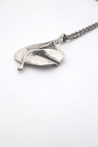 detail Guy Vidal Canada vintage brutalist pewter Fold pendant necklace