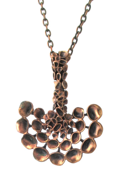 Hannu Ikonen for Valo-Koru Finland vintage bronze reindeer moss necklace Saantha Howard Vintage