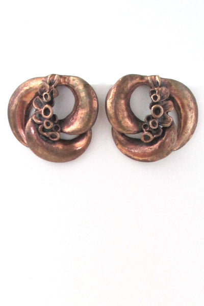 Hannu Ikonen Finland vintage bronze reindeer moss ear clips